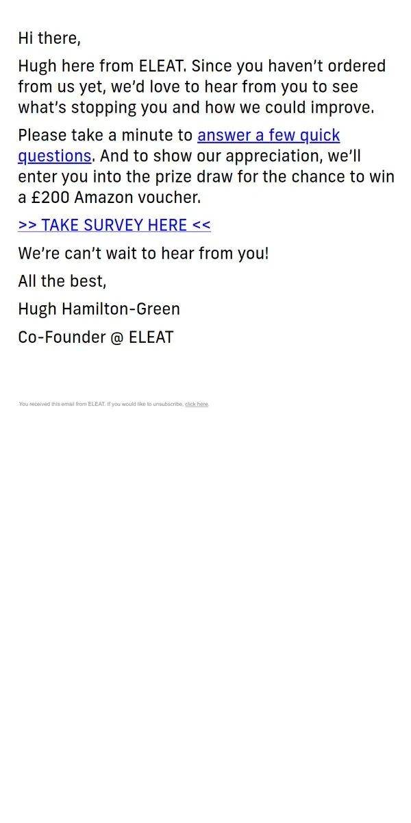 Email from ELEAT. Help us improve 🥣