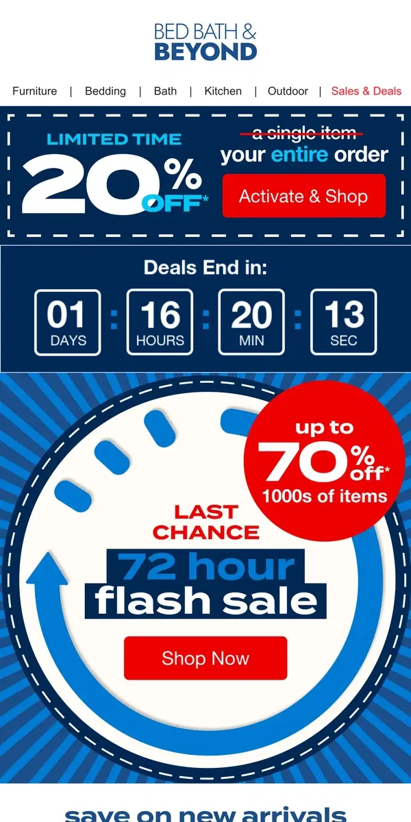 Email from Bed Bath & Beyond. 🚨🚨🚨 Flash Deals End TOMORROW 🚨🚨🚨