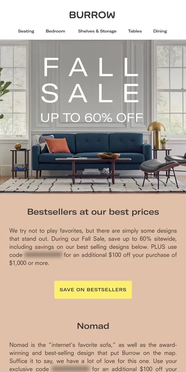 Email from Burrow. Save on our bestsellers