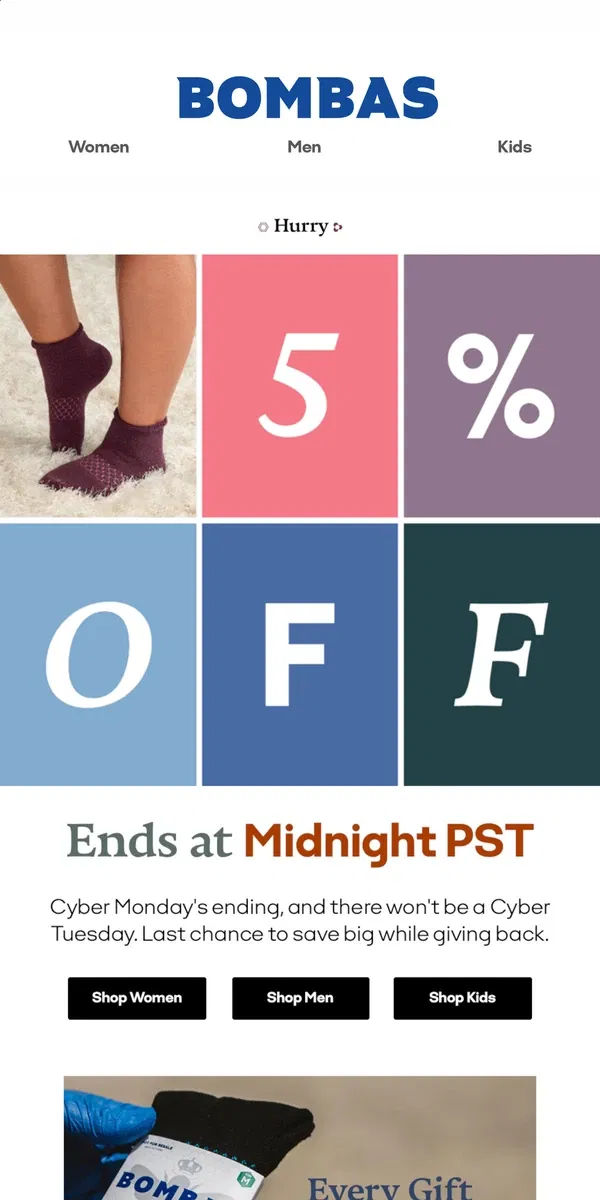 Email from Bombas. ⏰ Last Chance to Save 25%