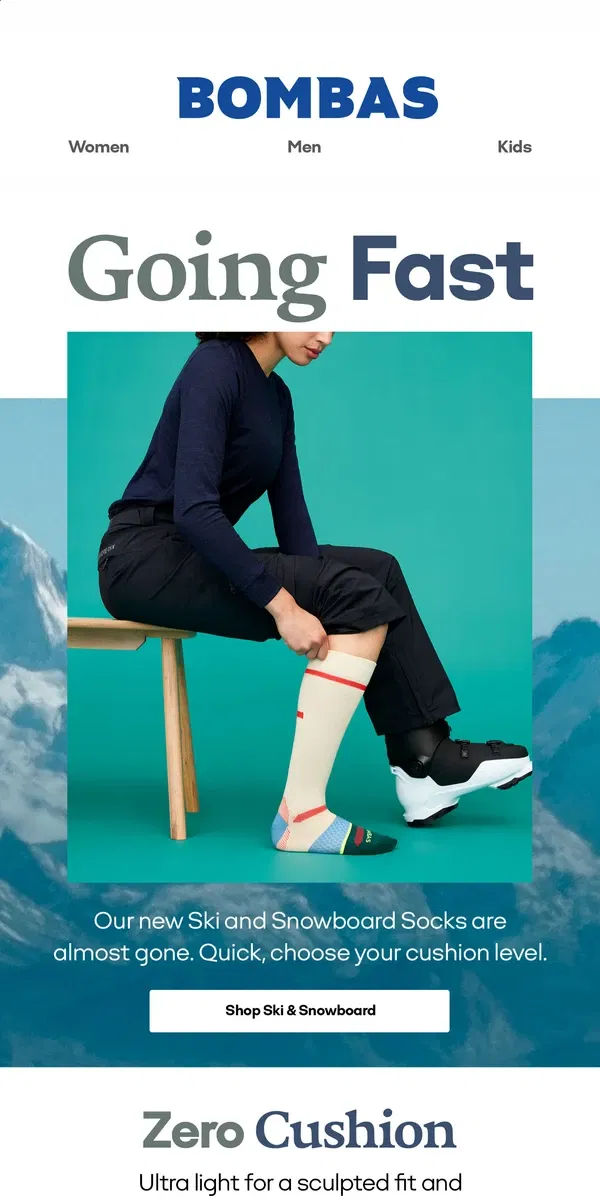 Email from Bombas. New Socks for the Slopes ⛷️