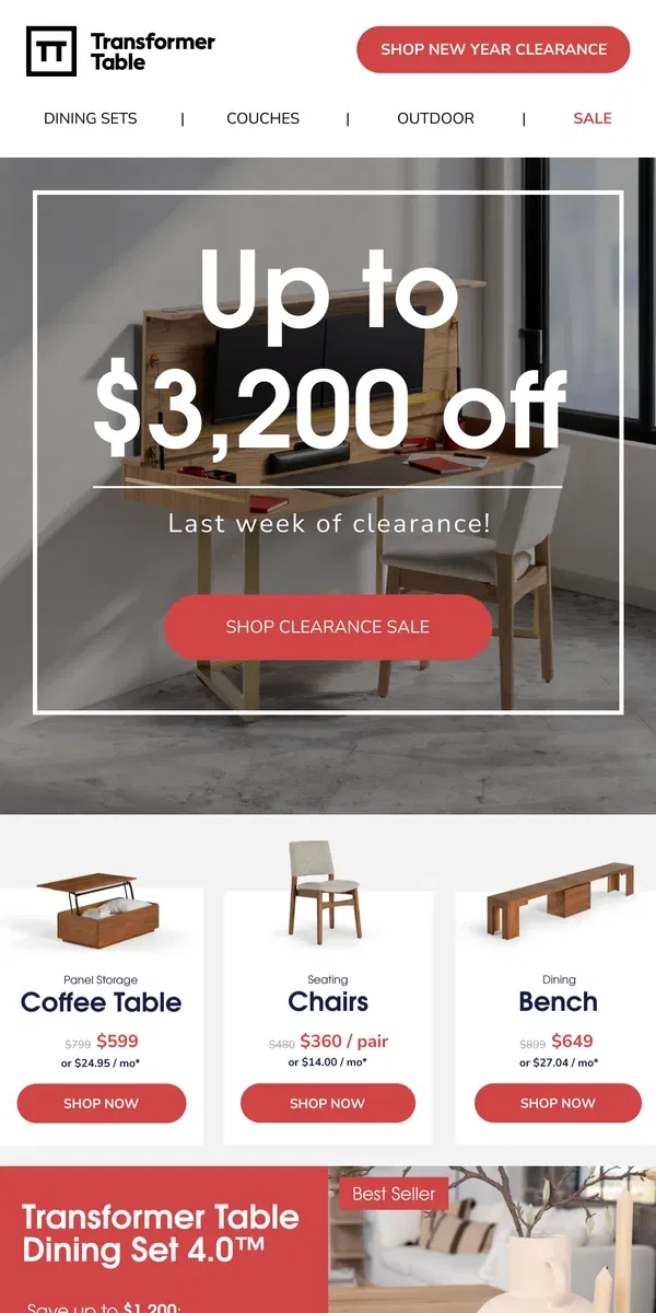 Email from Transformer Table. Clearance prices are clearing out in just 5 days! ⚡