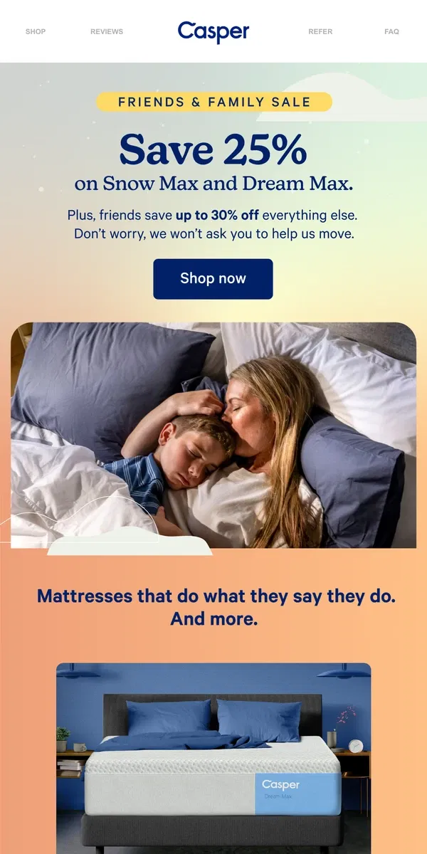 Email from Casper. Our best mattresses for our best friends.