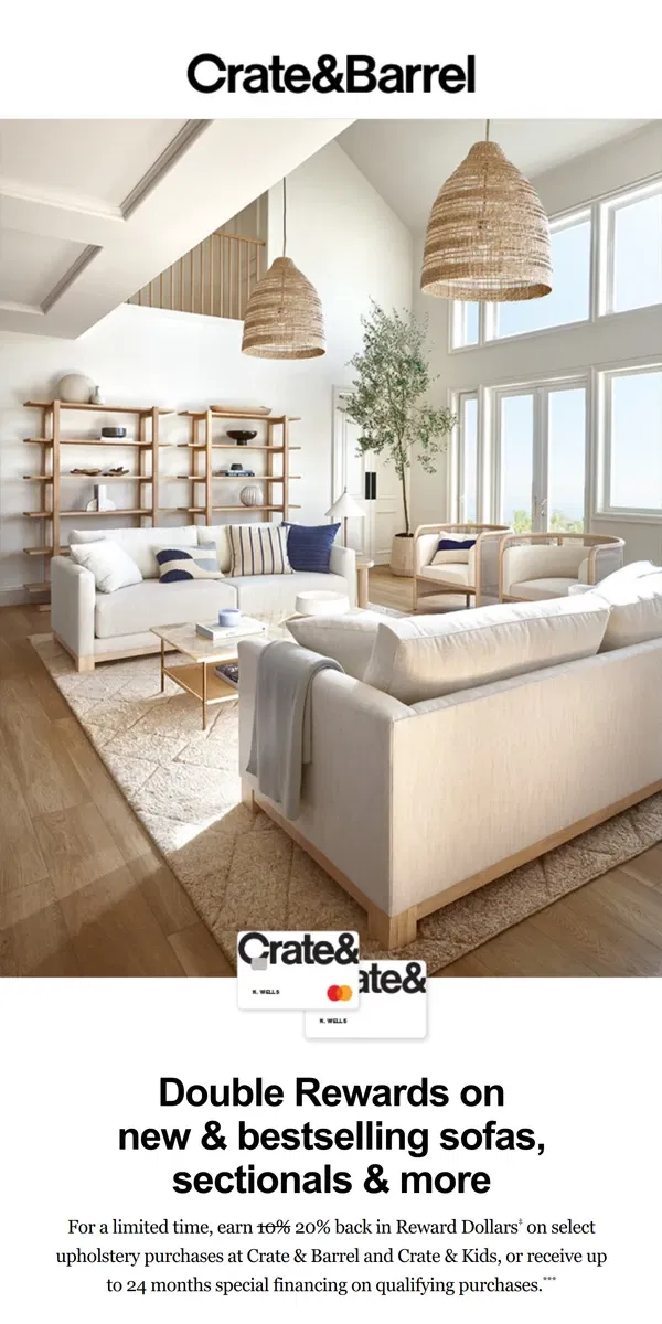 Email from Crate & Barrel. FINAL WEEKEND for Double Rewards →