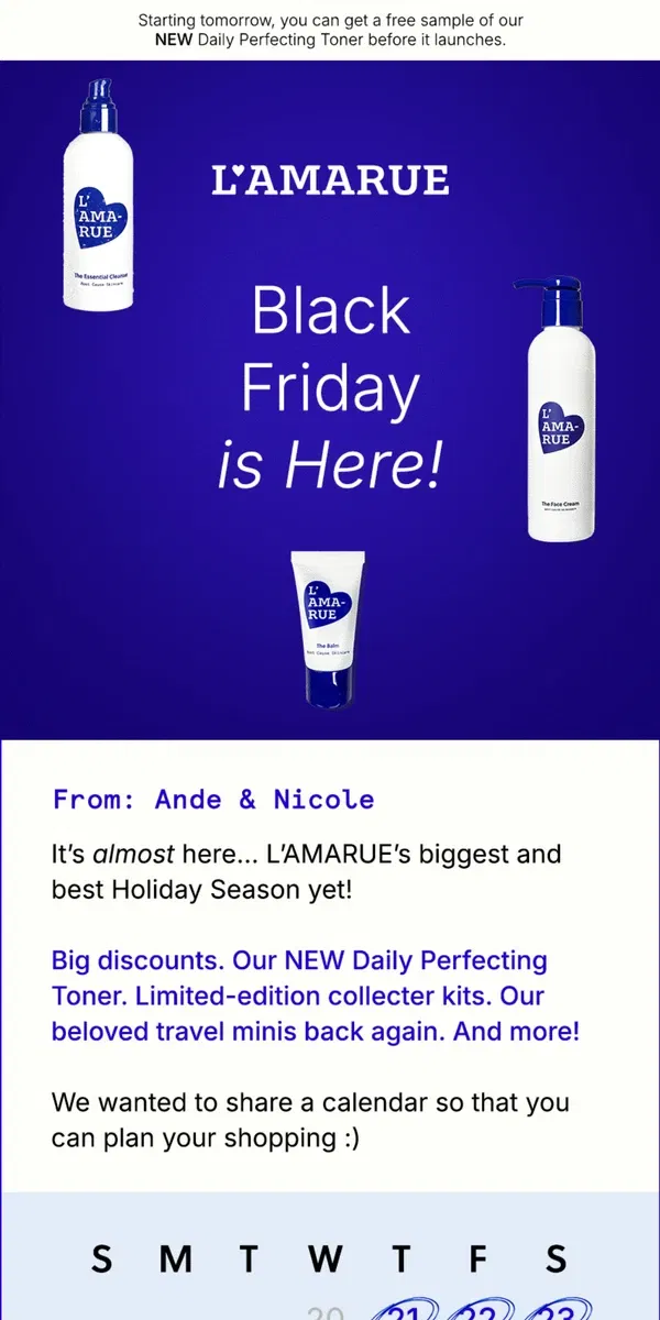 Email from L'AMARUE. For you: We made a shopping plan :)