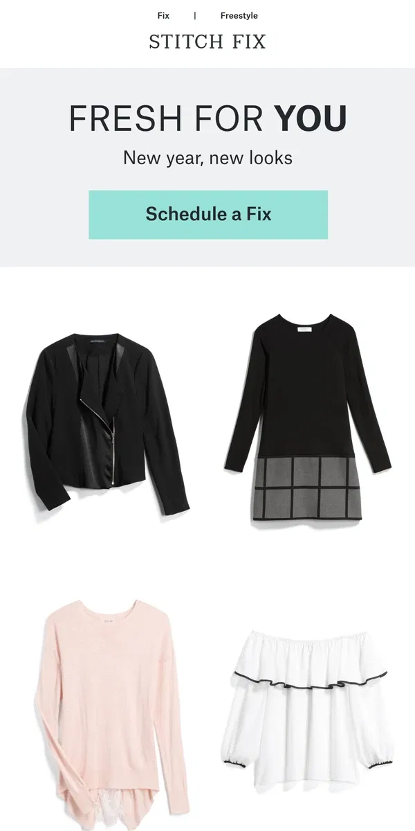 Email from Stitch Fix. Style inspo for the new year