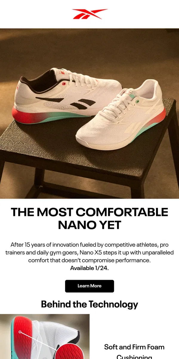 Email from Reebok. Discover Nano X5’s new tech innovations 👀