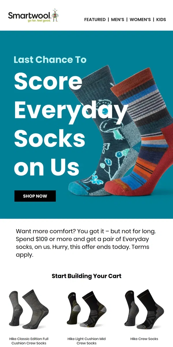 Email from Smartwool. Socks are still up for grabs