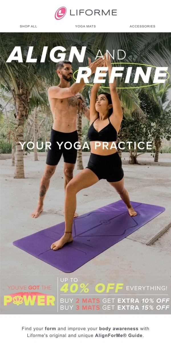 Email from Liforme. Align and refine your Yoga practice 📐🧘