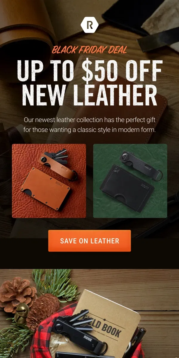 Email from The Ridge. Today: Up to $50 OFF Leather