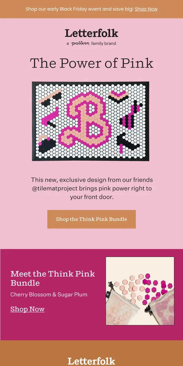 Email from Letterfolk. Get trendy with our new Think Pink Bundle 💖