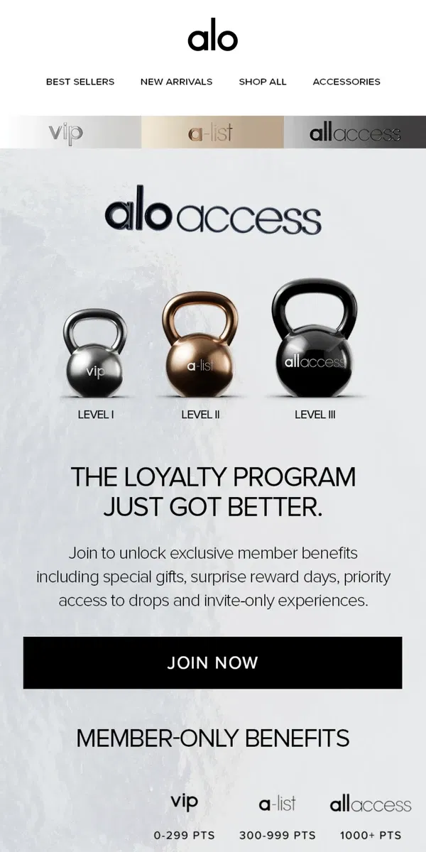 Email from Alo Yoga. Our loyalty program just got better