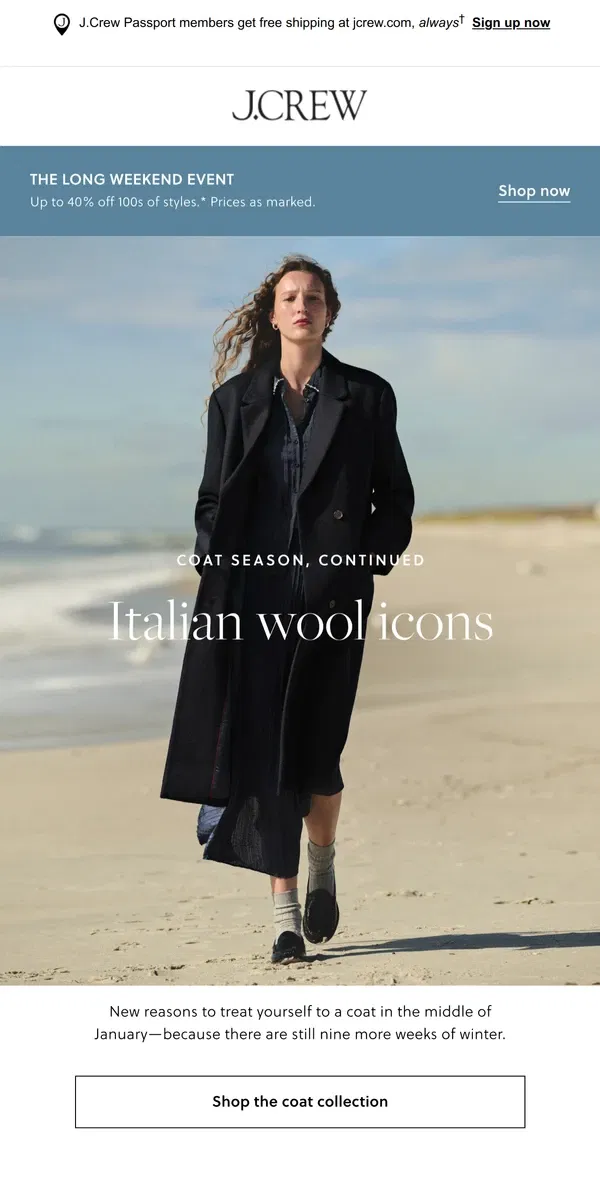 Email from J.Crew. Two Italian wool classics