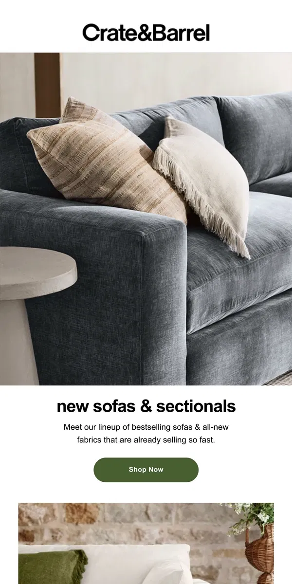 Email from Crate & Barrel. Meet the new sofa that’s already become a bestseller →