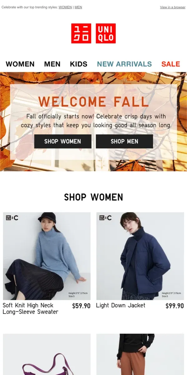 Email from Uniqlo. It's official: Fall is here