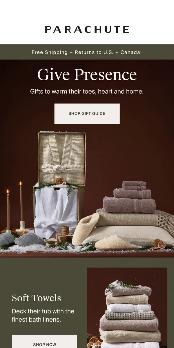 Email from Parachute Home. 2023’s Coziest Gift Guide