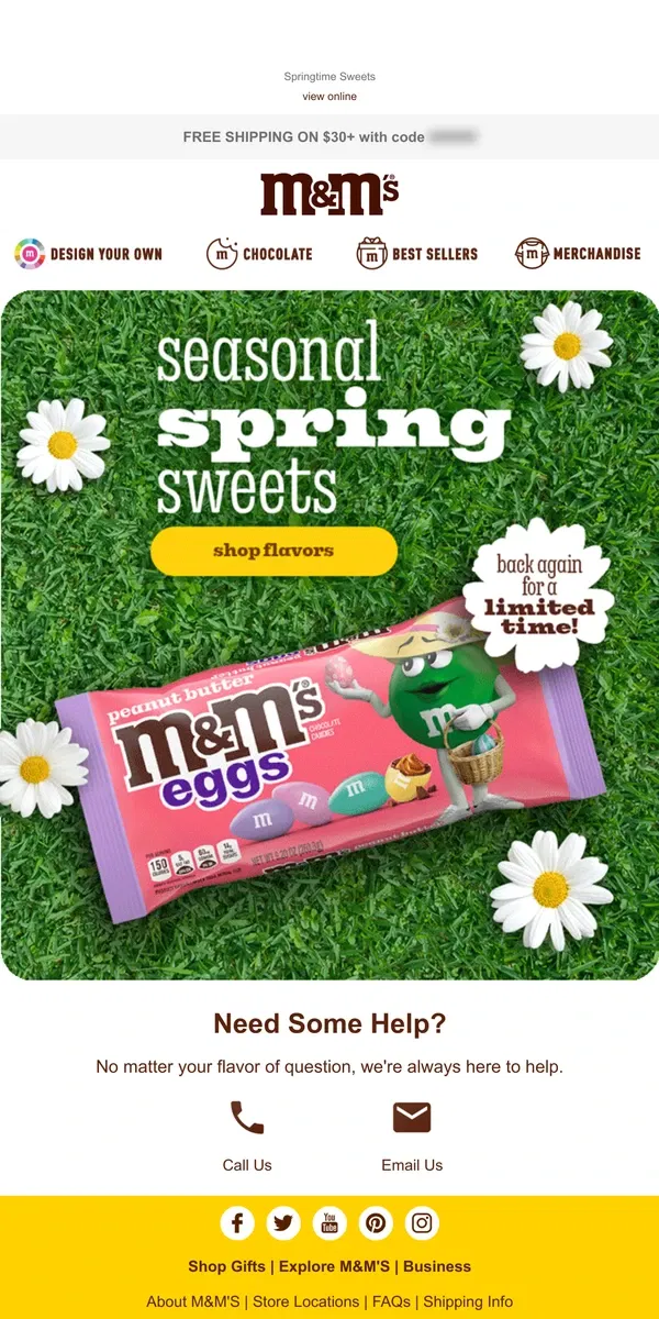 Email from M&M's. 🌼Springtime Sweets Have Arrived