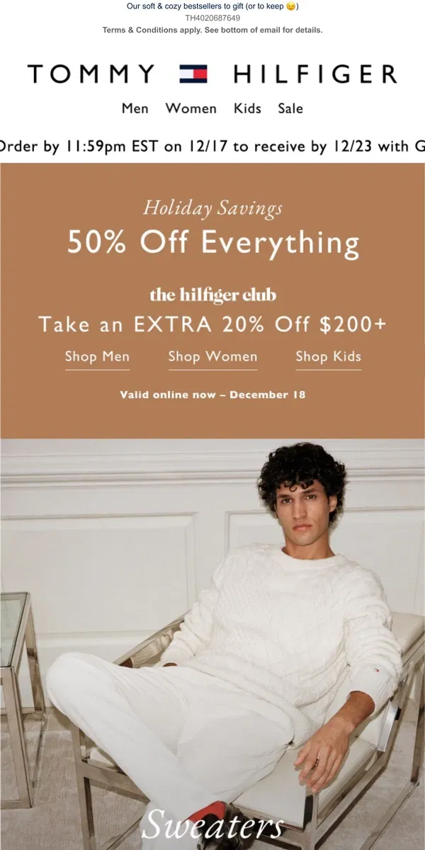 Email from Tommy Hilfiger. Sweaters starting at just $29.99