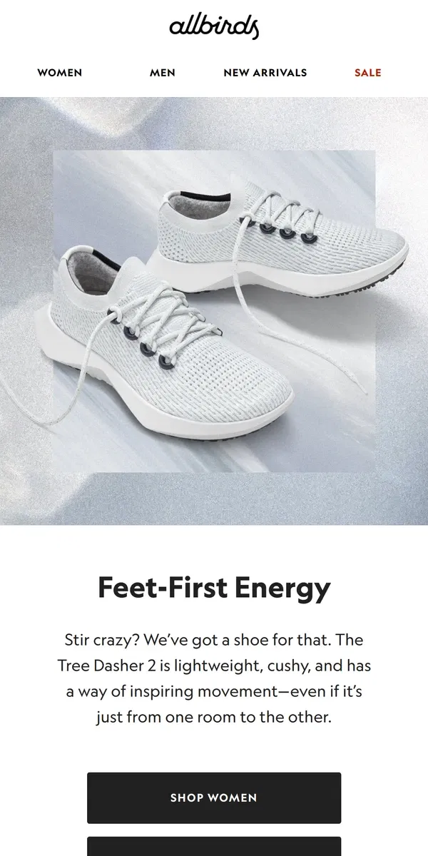 Email from Allbirds. Shoes For Cabin Fever