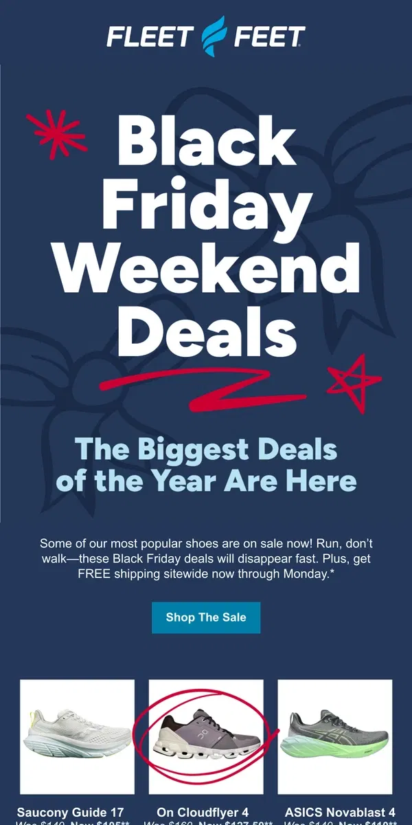 Email from Fleet Feet. Black Friday Deals