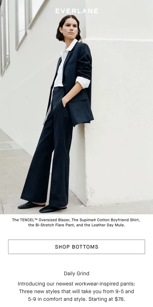 Email from Everlane. Pants That Work