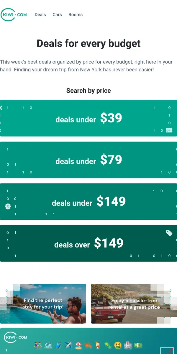 Email from Kiwi.com. Where can you go for under $39?