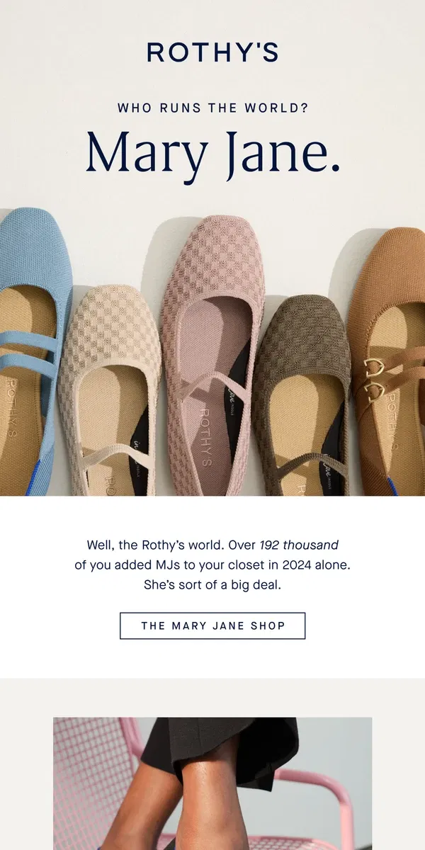 Email from Rothy's. It’s Mary Jane’s world!