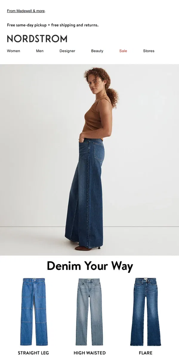 Email from Nordstrom. All the jean fits