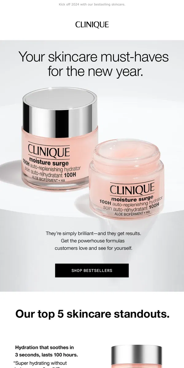 Email from Clinique. Simply brilliant 🌟 5 bestsellers for the new year.