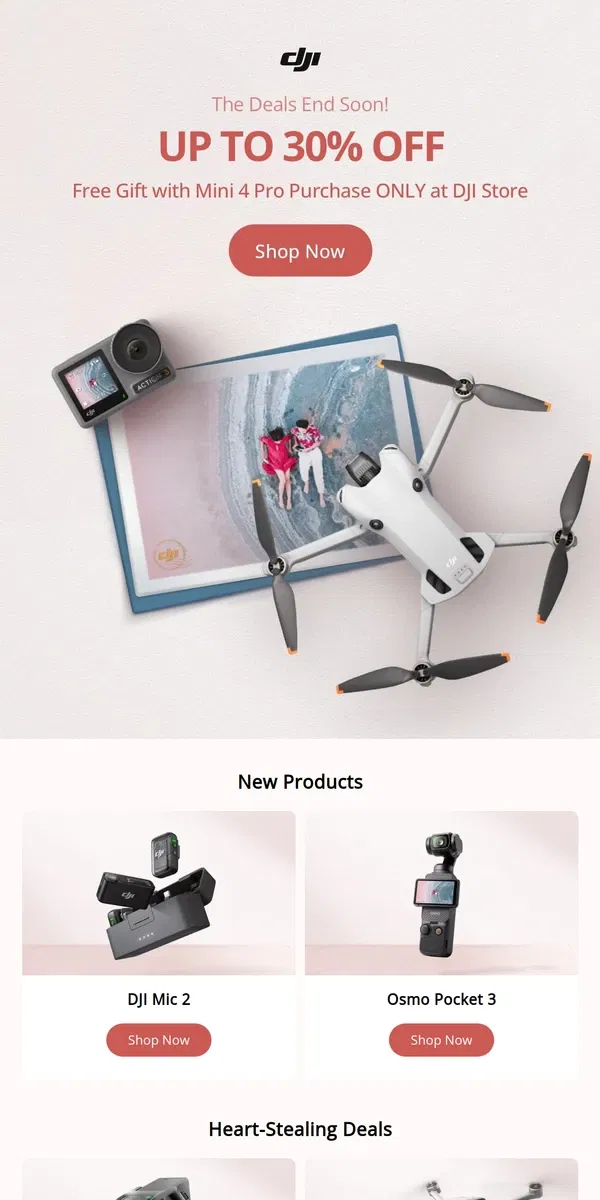 Email from DJI. UP TO 30% OFF! The Deals End Soon!