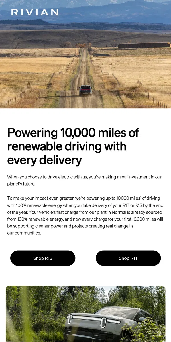 Email from Rivian. Unlock renewable energy matching