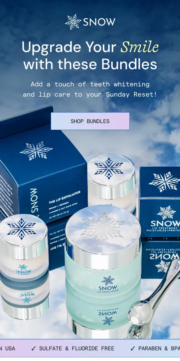 Email from Snow Teeth Whitening. A touch of lip care and teeth whitening...