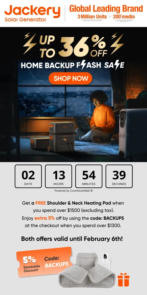 Email from Jackery. ⏰72Hrs Home Backup Flash Sale!