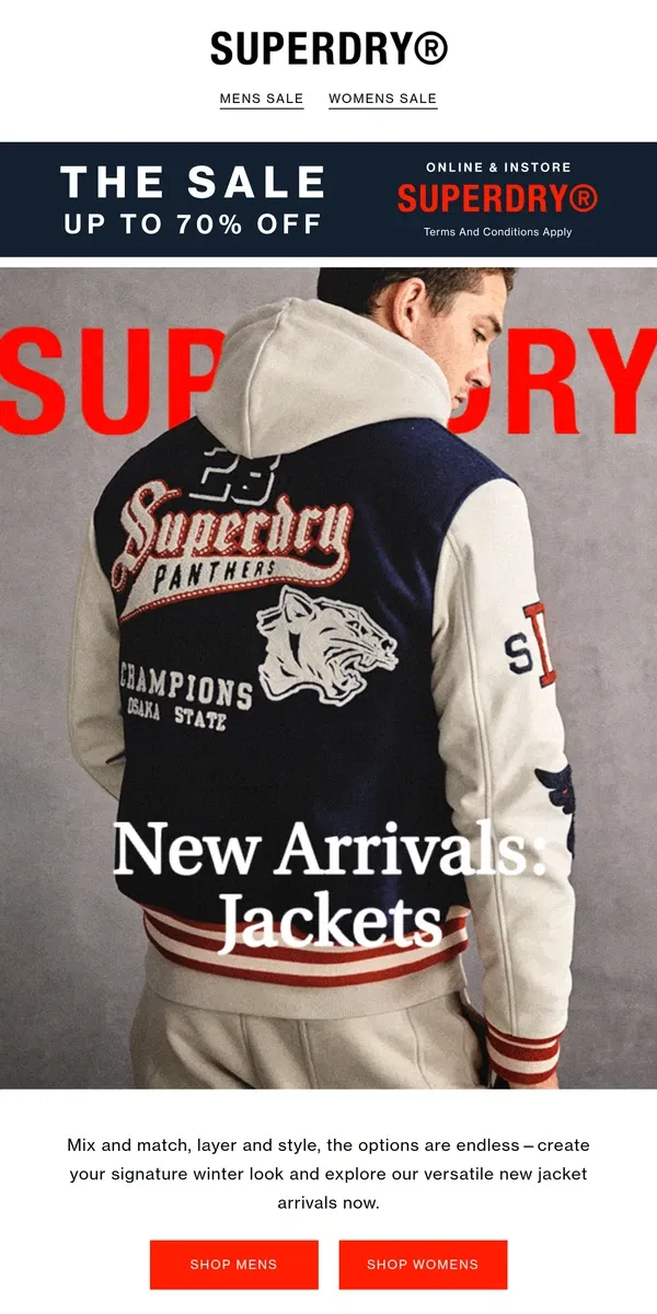 Email from Superdry. Just In: Jackets That Will Elevate Your Winter Wardrobe