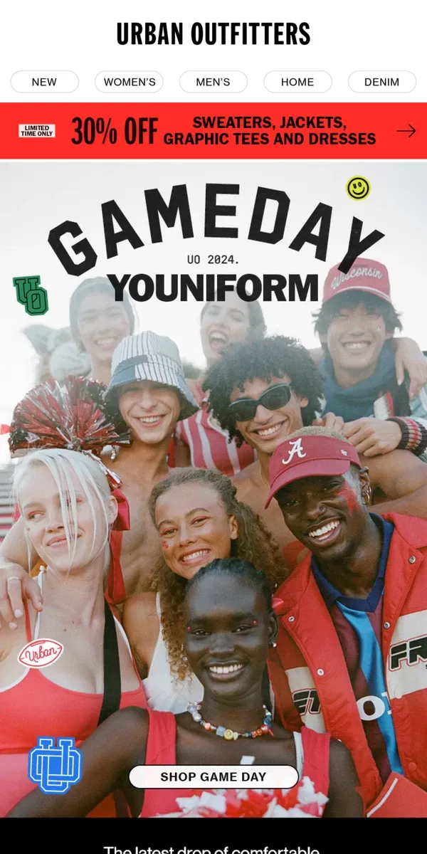 Email from Urban Outfitters. get ready for Game Day →