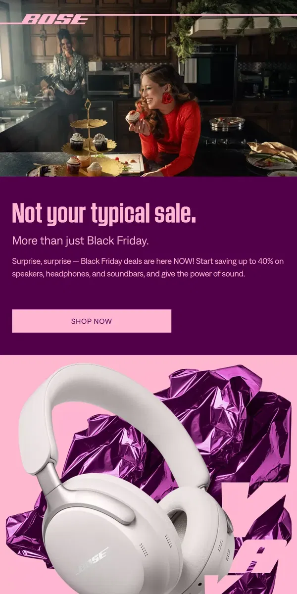 Email from Bose. New deals & new headphones on sale up to 40% off!