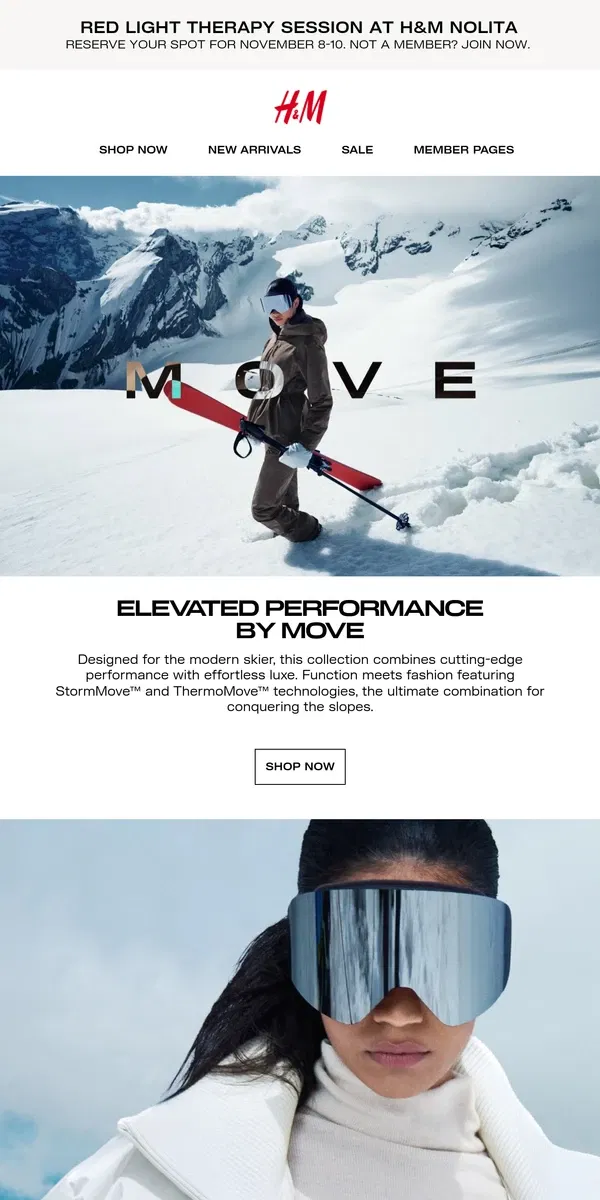 Email from H&M. NEW IN: Ski collection by Move