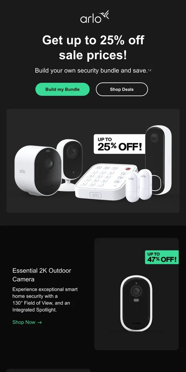 Email from Arlo. Black Friday offers: Build your bundle & save!