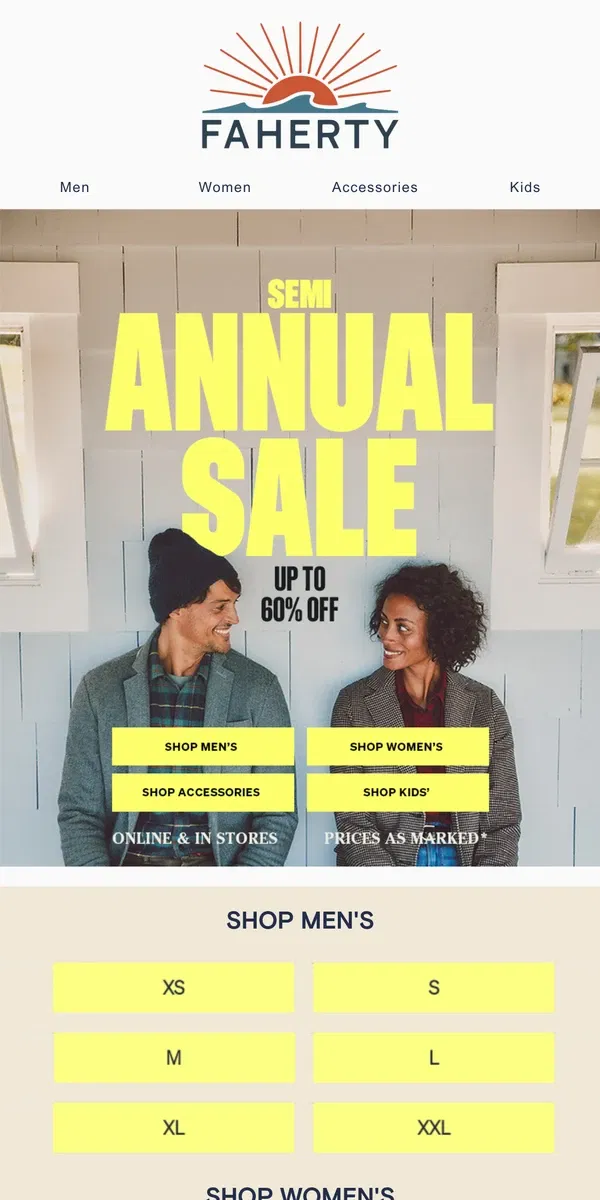 Email from Faherty. The Semi Annual Sale Ends Tomorrow