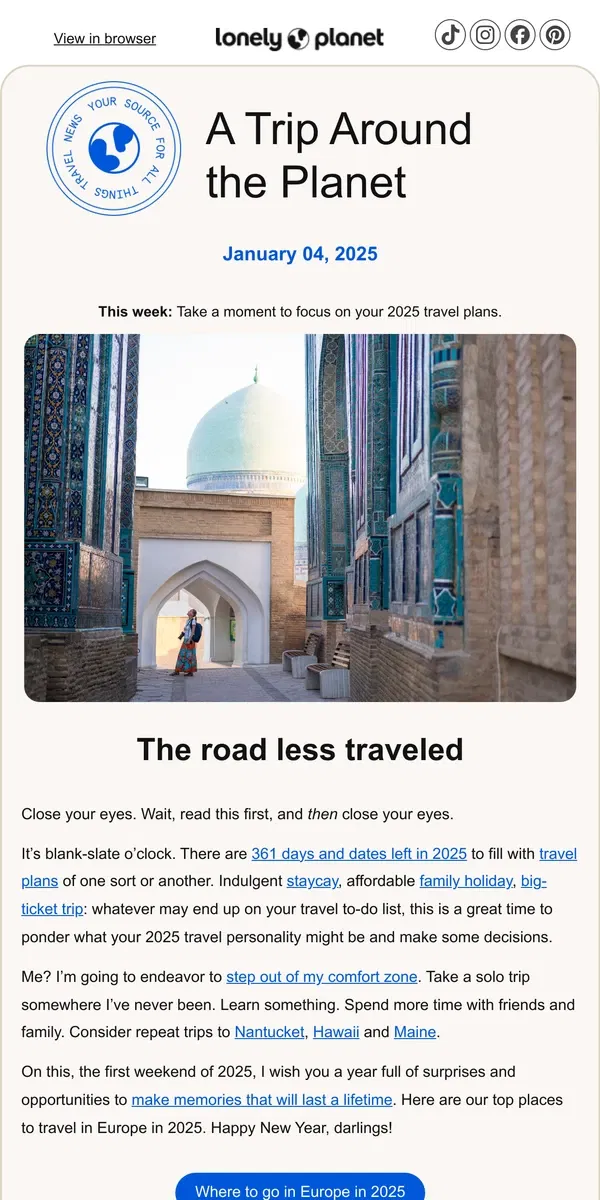 Email from Lonely Planet. Viva la resolution!