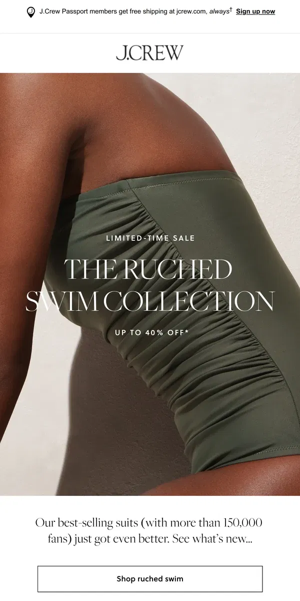 Email from J.Crew. This five-star swim collection is up to 40% off…