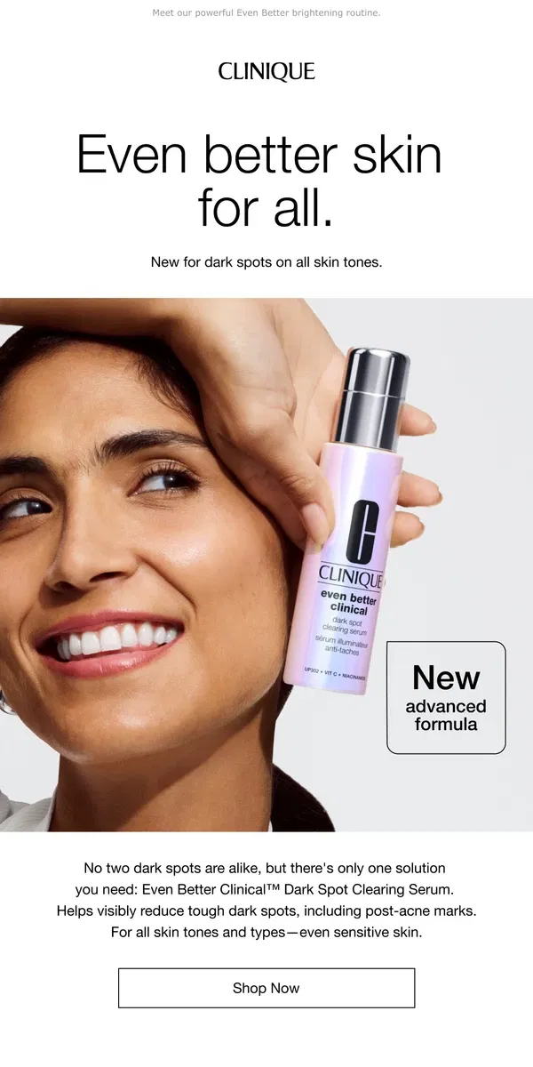 Email from Clinique. Tough dark spots? Meet our new advanced serum.