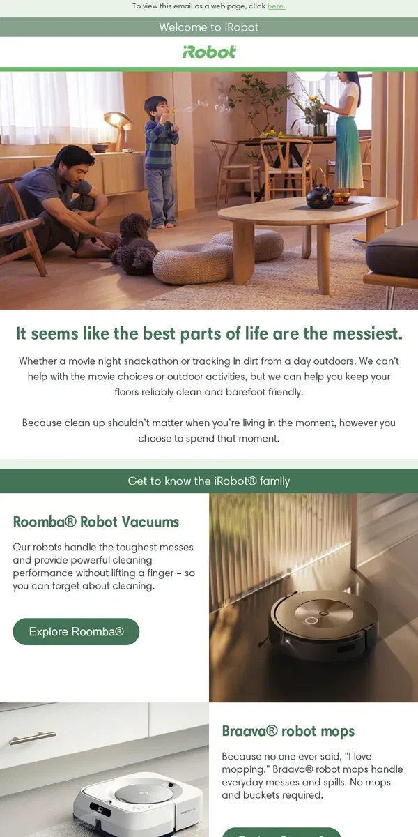 Email from iRobot. Meet the robot for you.