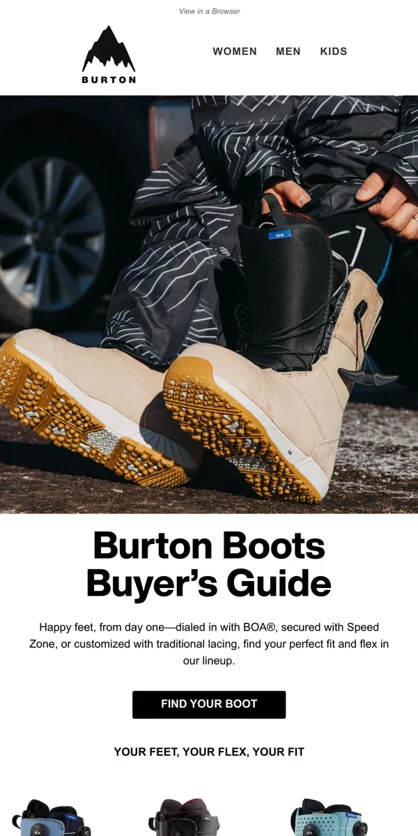 Email from Burton. Boot 101: Your Feet Will Thank You