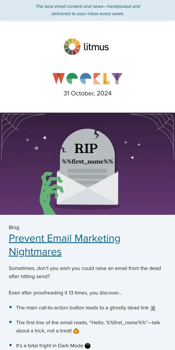 Email from Litmus. Dare we say... all treats, no tricks! 😏