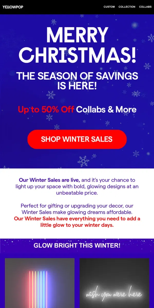 Email from Yellowpop. Winter Sales Are Here—Save Big! ❄️