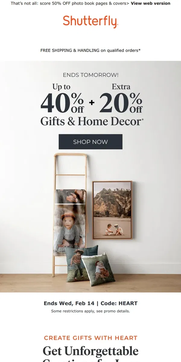 Email from Shutterfly. ⭐️UP TO 40% OFF + BONUS 20% OFF DECOR & MORE⭐