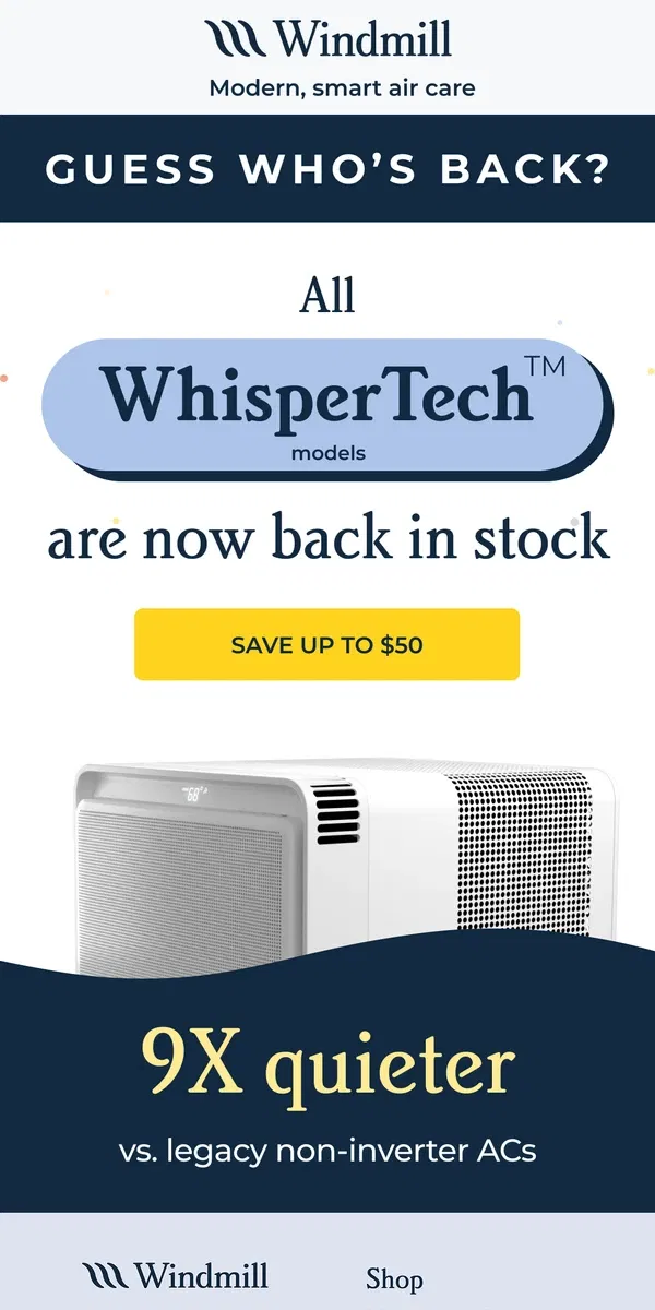 Email from Windmill Air. Finally, all WhisperTechs are back!