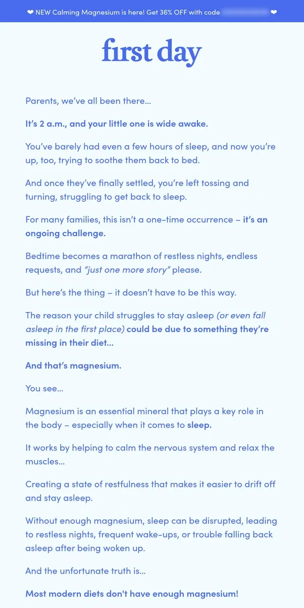 Email from First Day. Why does your child keep waking up at night…