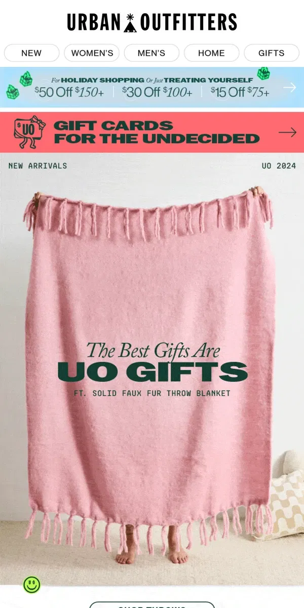 Email from Urban Outfitters. the best gifts are (new) UO gifts